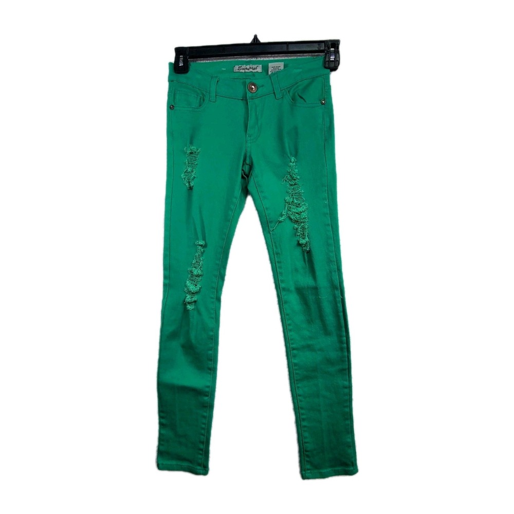 Emperial Jeans Womens Size‎ 7 Green Distressed Look Skinny Ankle